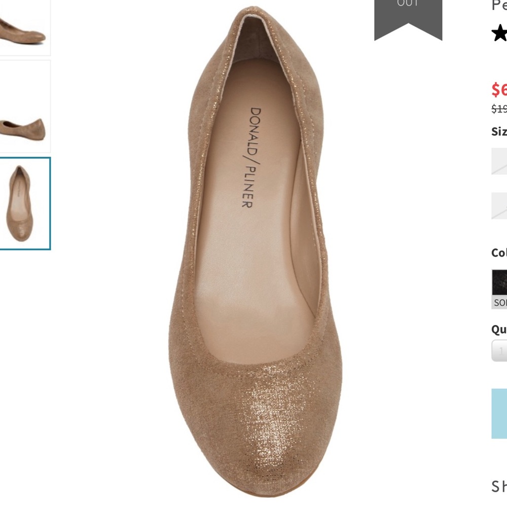 NWOT Lt Bronze Donald Pliner Petri Suede Flat 8.5